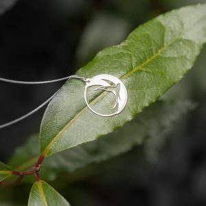 Silver Swallow Bird Pendant Necklace (Andorinha Moon Edition) | 925 Solid Sterling Silver